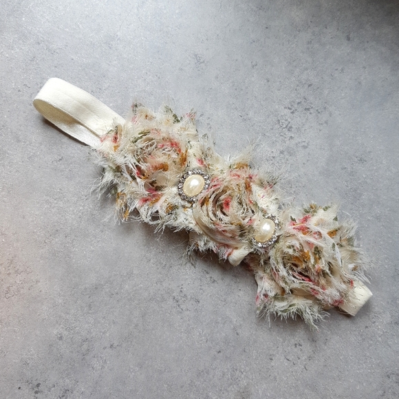 Rosette Headband with Pearls - Picture 1 of 4